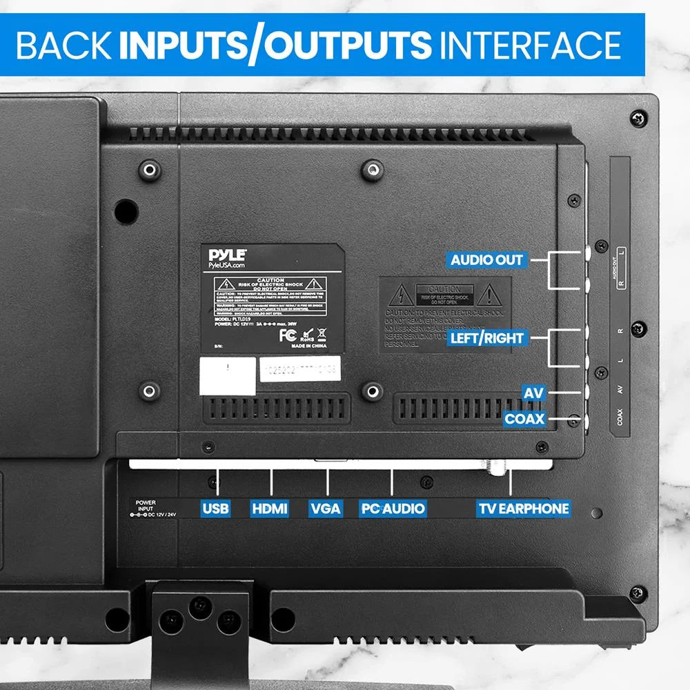21.5 Inch 1080P LED RV Television Slim Flat Screen Monitor FHD Small TV 12/24 Volt Car Adapter