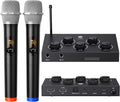Portable Karaoke Microphone Mixer System Set with Dual UHF Wireless, Black