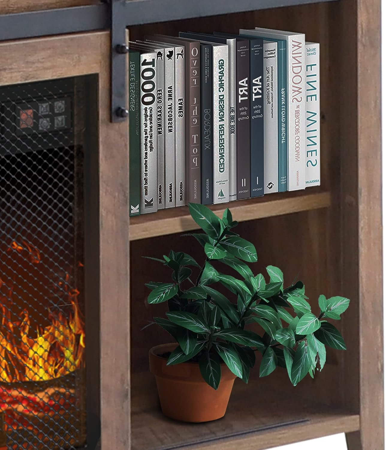 Fireplace TV Stand up to 65",Media Storage Electric Fireplace Tv Stands for Living Room (Rustic Oak)