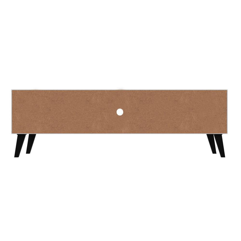 Saratoga 62.2 In. White and Nut Brown TV Stand Fits Tvs up to 60 In. with Storage Doors and Cable Management