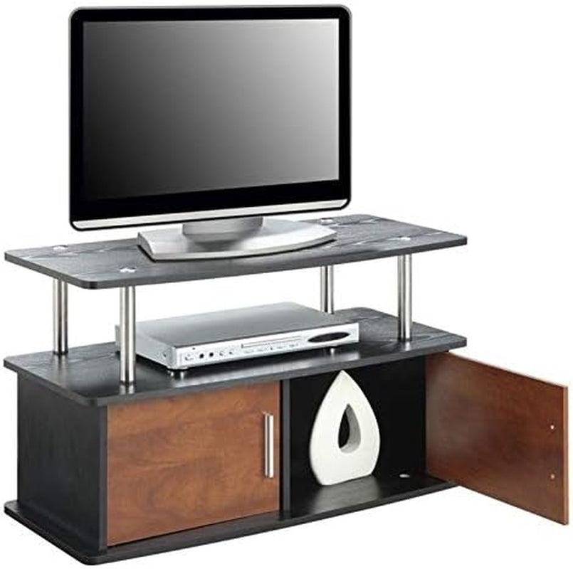 Easy Assembly 47" TV Stand Entertainment Console with 2 Storage Cabinets in Black/Cherry
