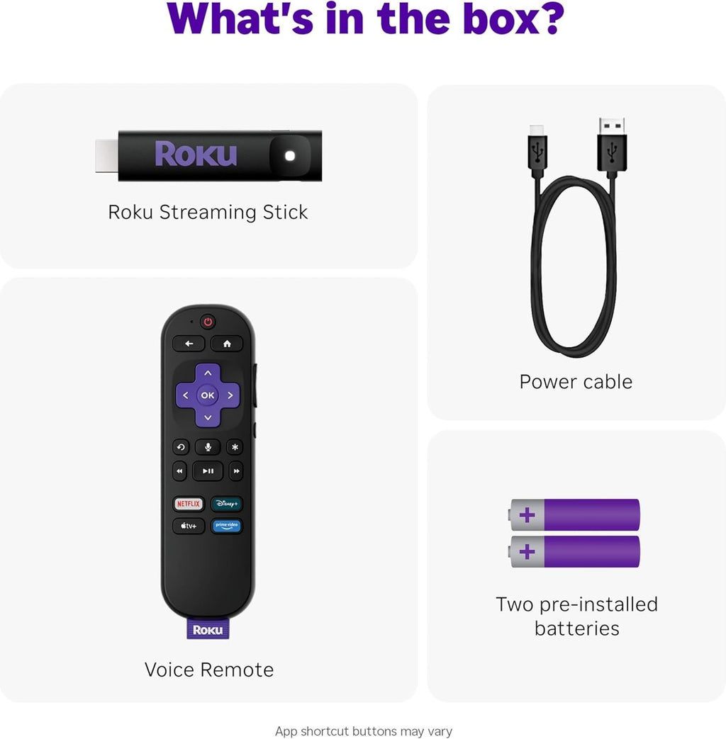 Roku Streaming Stick 2025 HD Roku Streaming Device for TV with Voice Remote