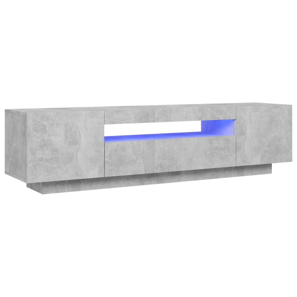 TV Cabinet with LED Lights Concrete Gray 63"X14"X16"
