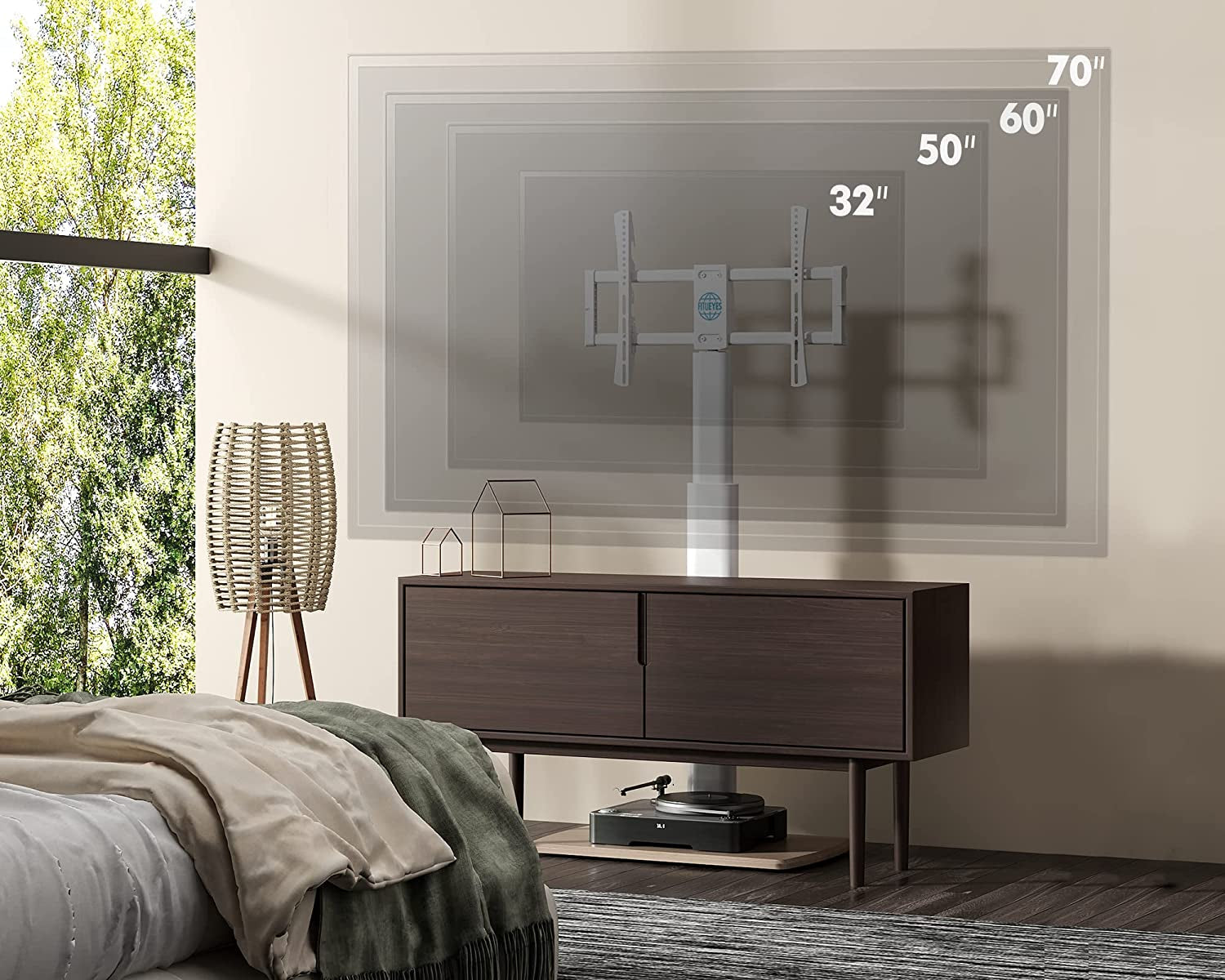 Floor TV Stand for 32 39 40 43 49 50 55 60 65 70 Inch Tvs, Modern TV Stands with Shelf for Living Room Bedroom, Height Adjustable Corner TV Stand White