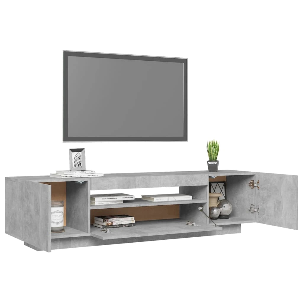 TV Cabinet with LED Lights Concrete Gray 63"X14"X16"