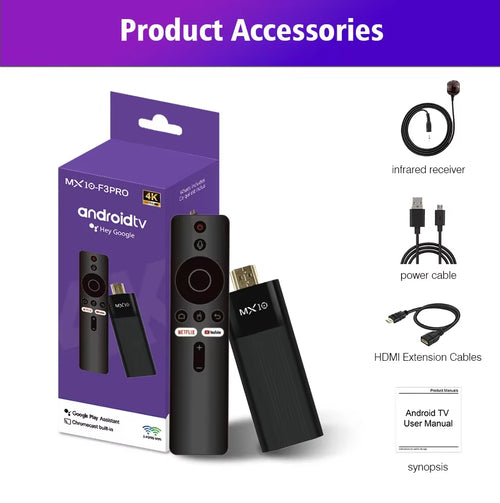 4K  F3 PRO TV Stick 4K Fire TV Stick TV Remote Control Android TV Stick Quad Core Firestick 4K