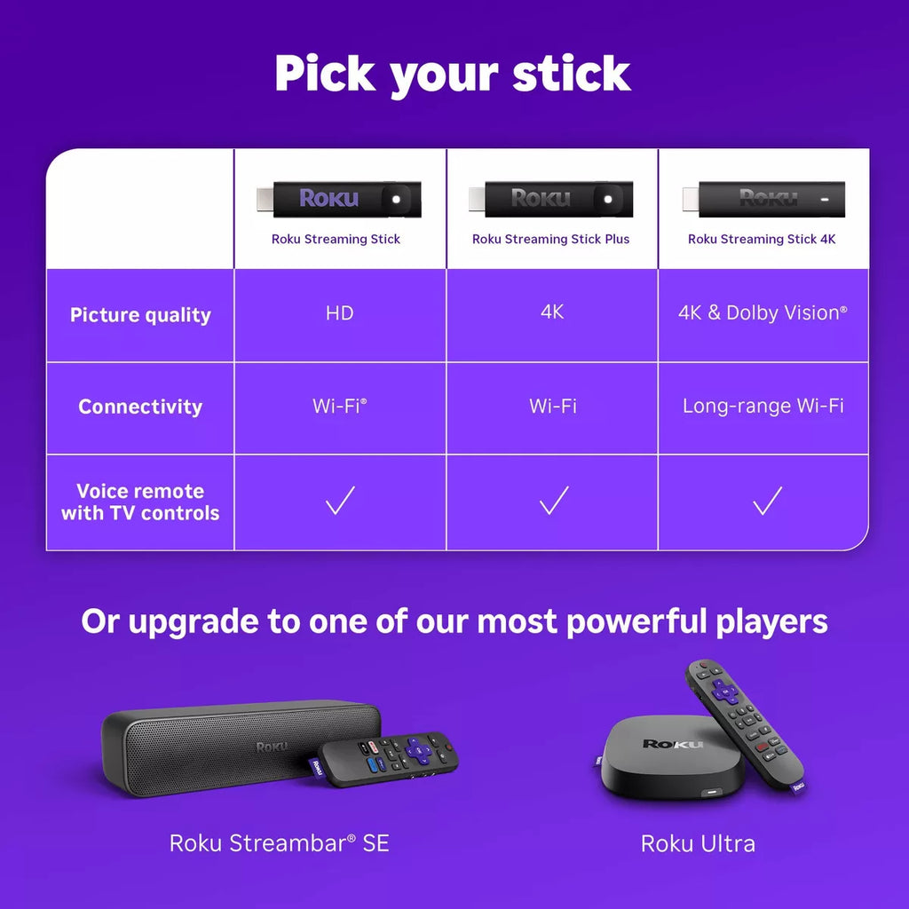 Roku Streaming Stick 2025 HD Roku Streaming Device with Voice Remote: Wi-Fi, HDMI, 1080P, Apple Airplay