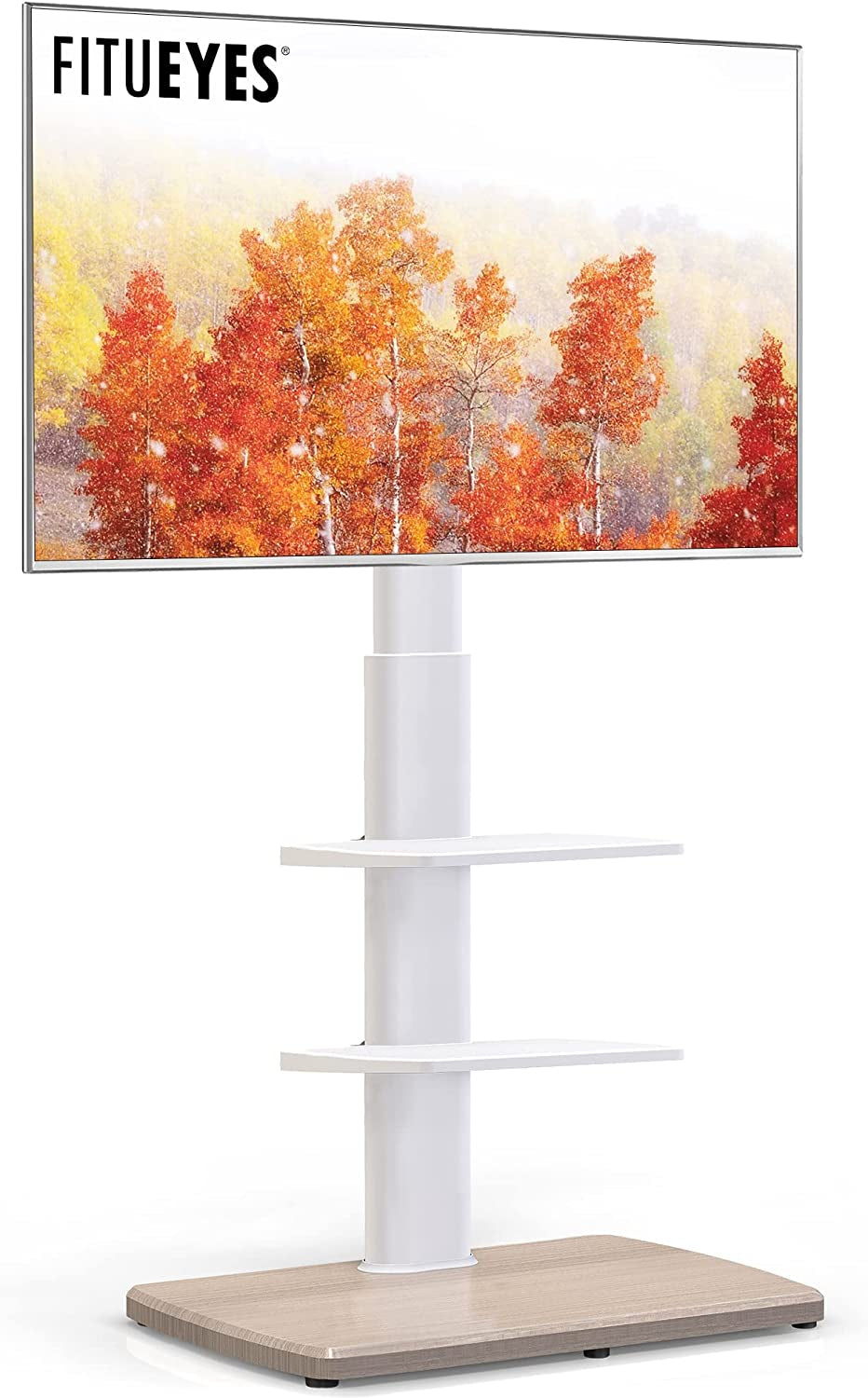 Floor TV Stand for 32 39 40 43 49 50 55 60 65 70 Inch Tvs, Modern TV Stands with Shelf for Living Room Bedroom, Height Adjustable Corner TV Stand White
