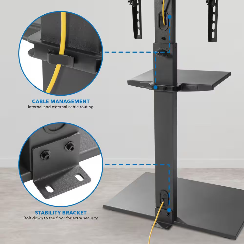 Height Adjustable TV Stand with Shelf for 23 In. and to 55 In.