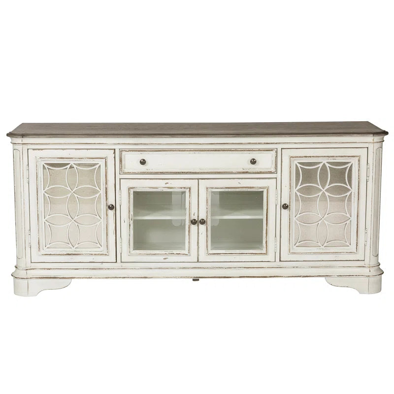 Colchester Antique 74" TV Console W/ Mirrored Doors