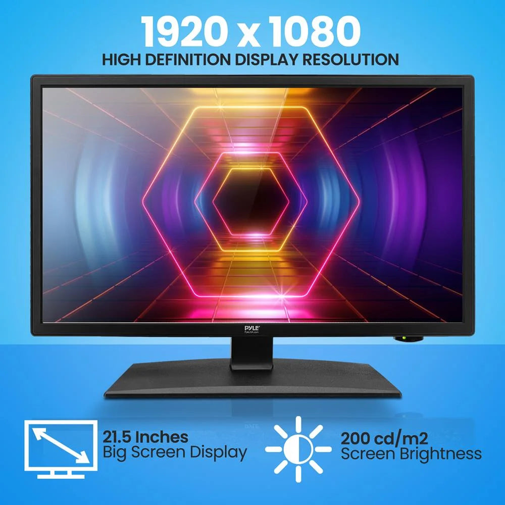 21.5 Inch 1080P LED RV Television Slim Flat Screen Monitor FHD Small TV 12/24 Volt Car Adapter