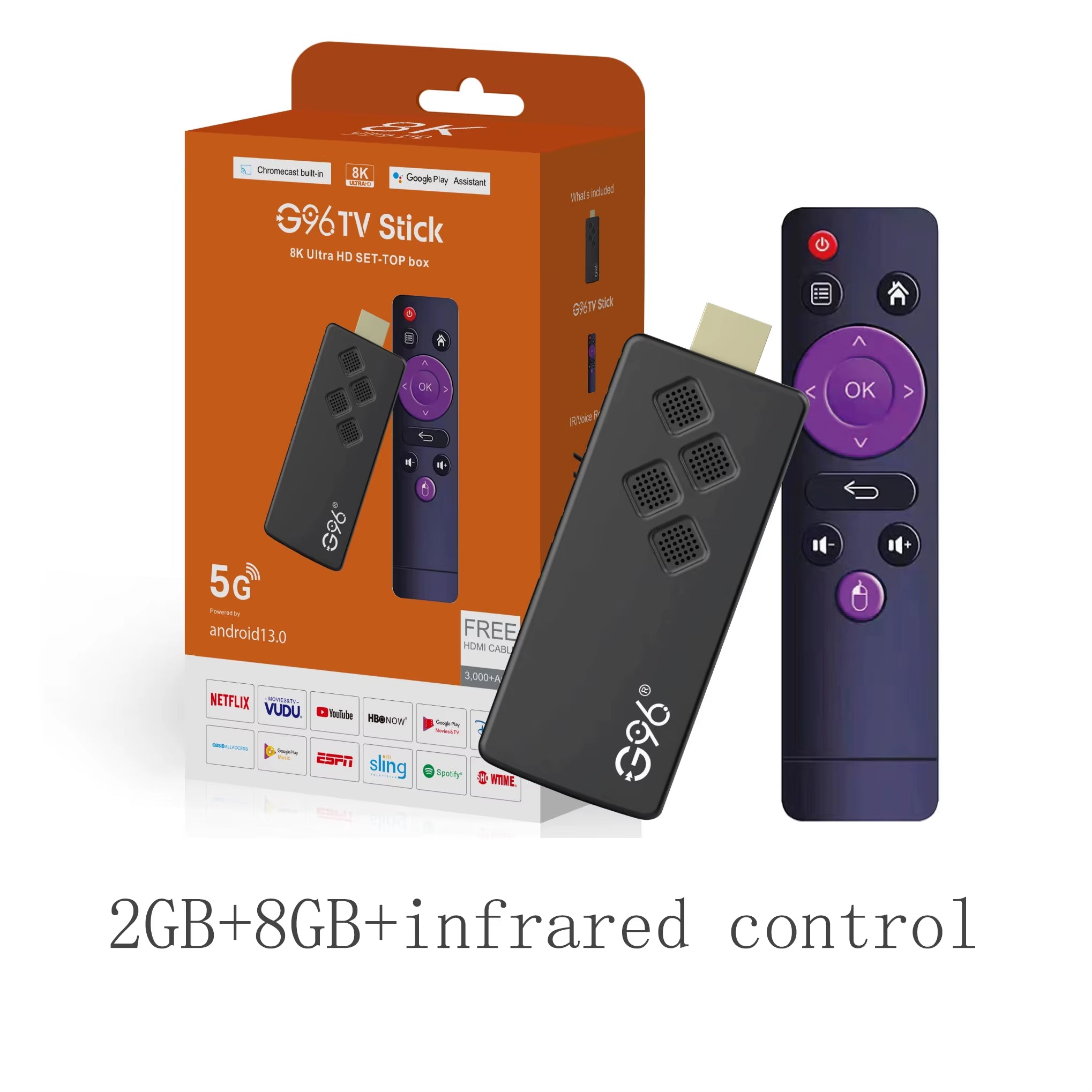 Original G96 TV Stick 8K Android13 Streaming Media 2GB 16GB Multi Language TV Dongle Allwinner H313 VS Amazon Fire Stick