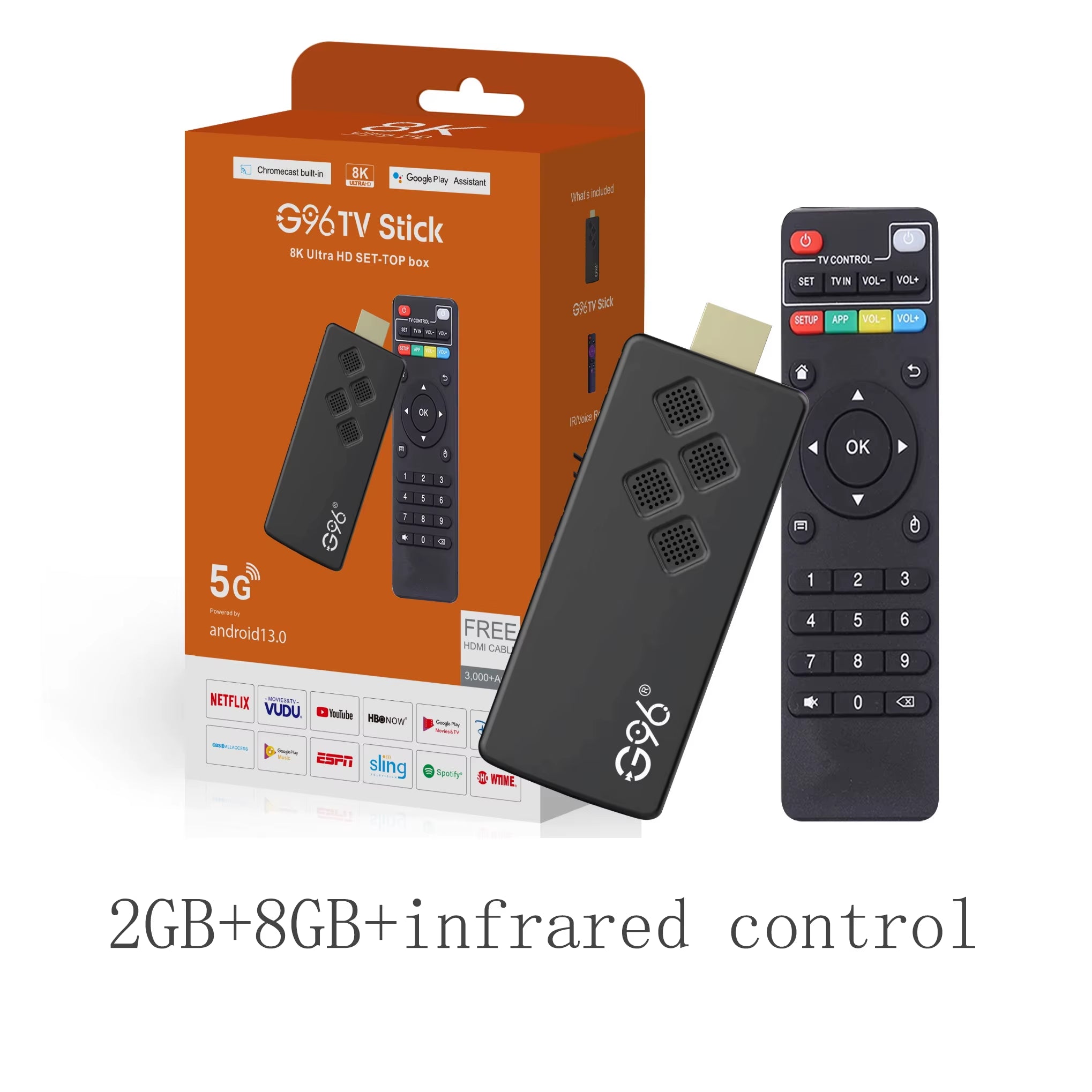 Original G96 TV Stick 8K Android13 Streaming Media 2GB 16GB Multi Language TV Dongle Allwinner H313 VS Amazon Fire Stick