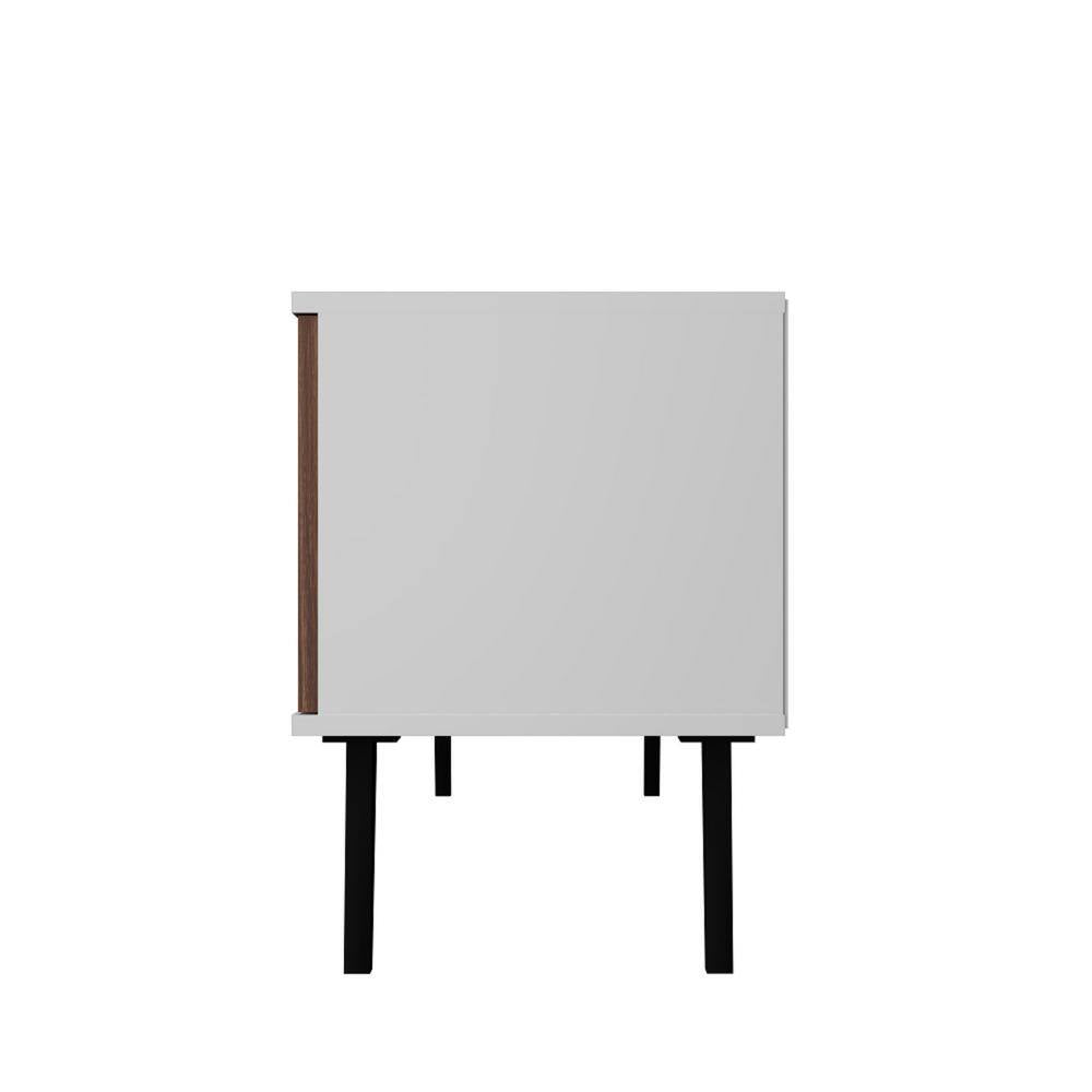 Saratoga 62.2 In. White and Nut Brown TV Stand Fits Tvs up to 60 In. with Storage Doors and Cable Management