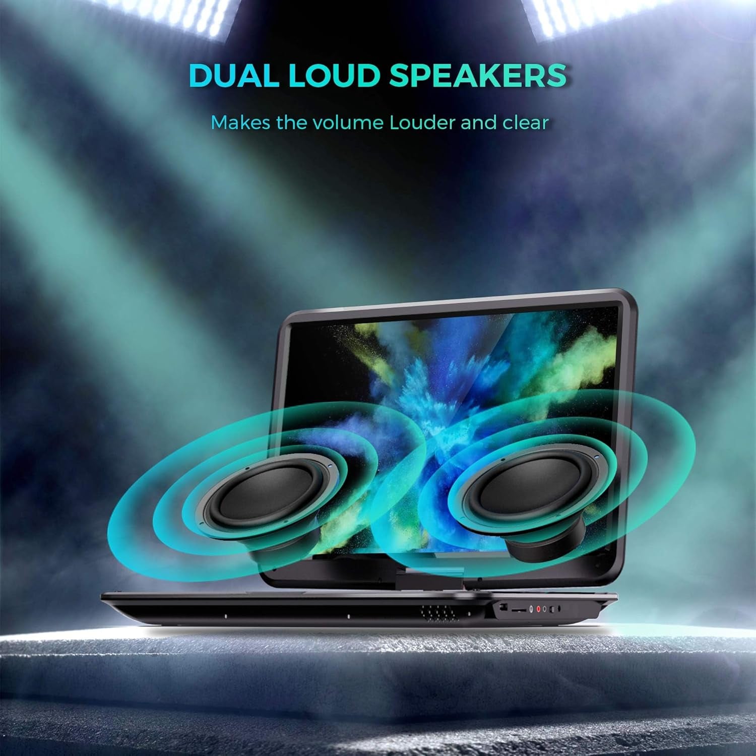 17.9" Portable DVD Player with 15.6" Large HD Swivel Screen, 6 Hours Rechargeable Battery CD Player Support AV In&Out/Usb/Sd Card/Sync TV, Region-Free DVD Player with Remote Controller, Black