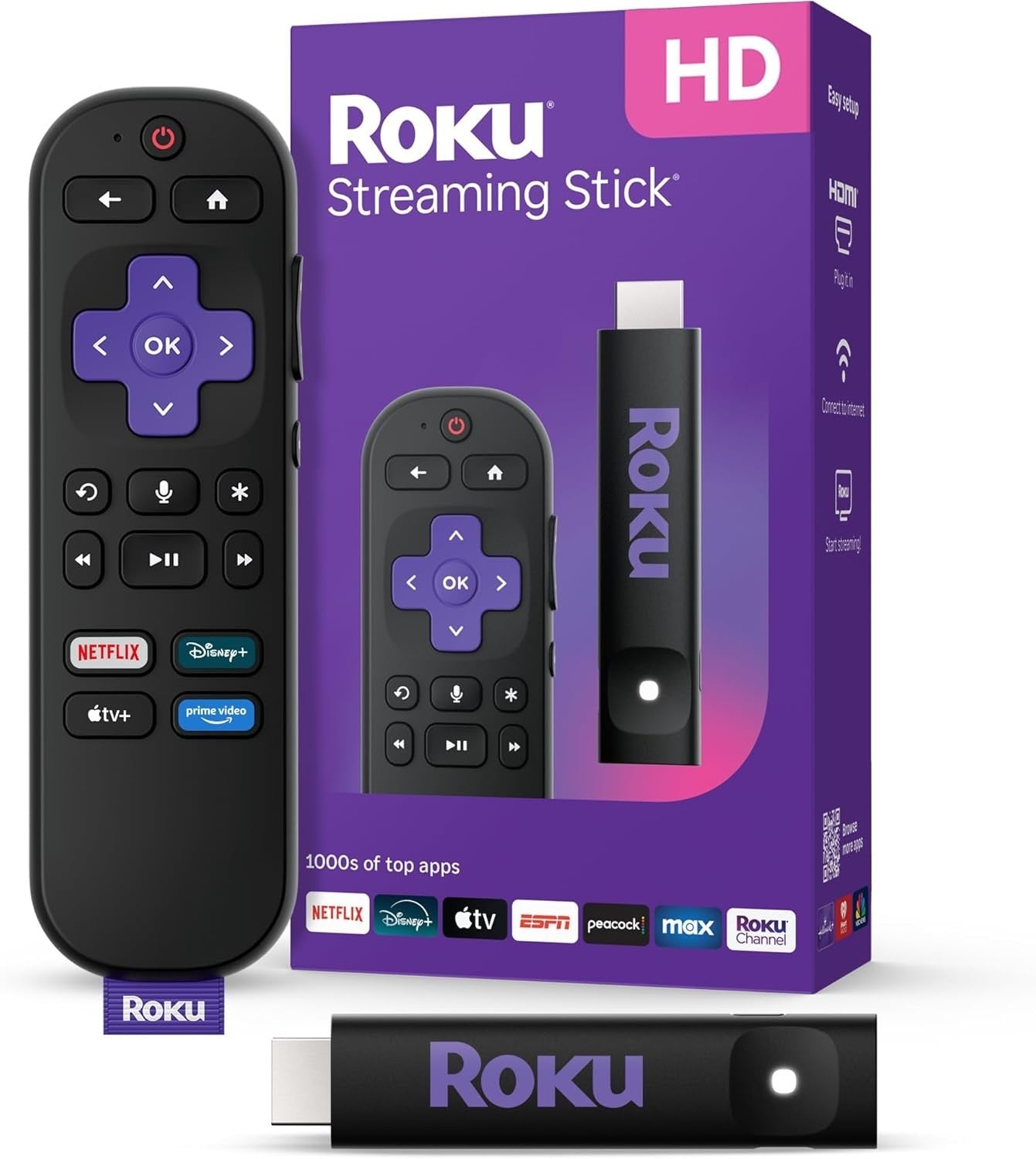 Roku Streaming Stick 2025 HD Roku Streaming Device for TV with Voice Remote