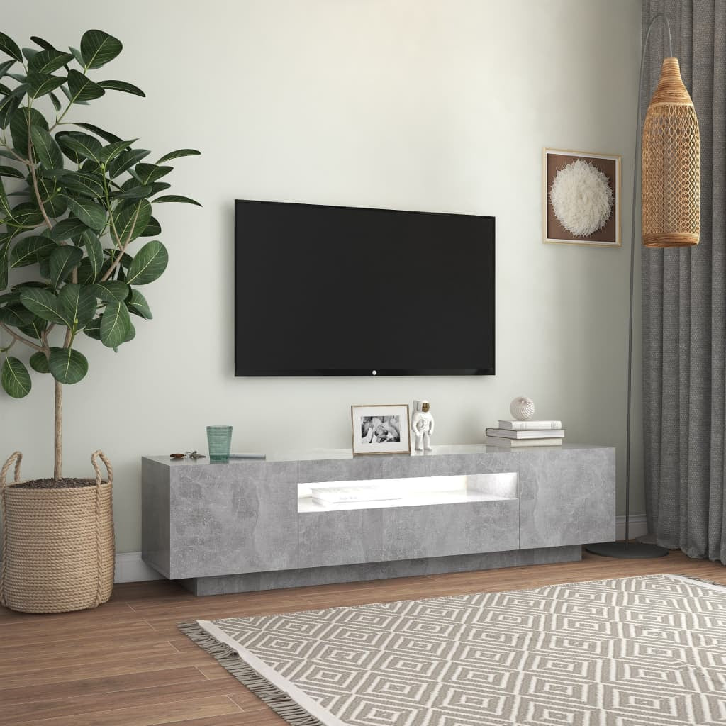 TV Cabinet with LED Lights Concrete Gray 63"X14"X16"