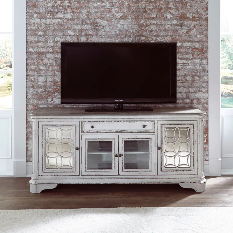 Colchester Antique 74" TV Console W/ Mirrored Doors
