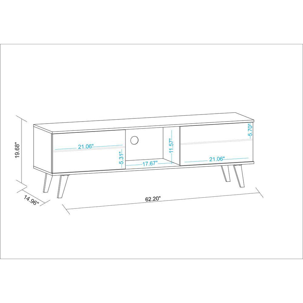Saratoga 62.2 In. White and Nut Brown TV Stand Fits Tvs up to 60 In. with Storage Doors and Cable Management