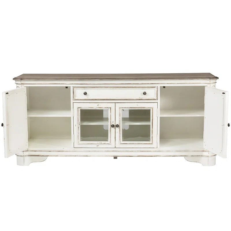 Colchester Antique 74" TV Console W/ Mirrored Doors