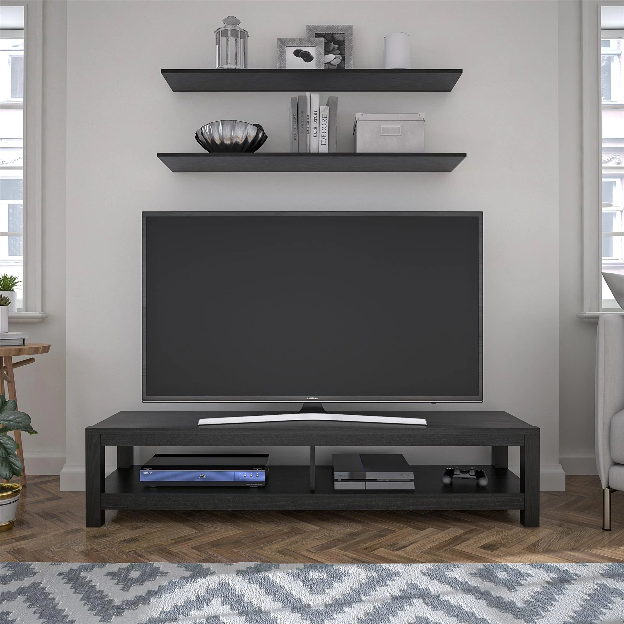 Parsons TV Stand for Tvs up to 65", Black Oak