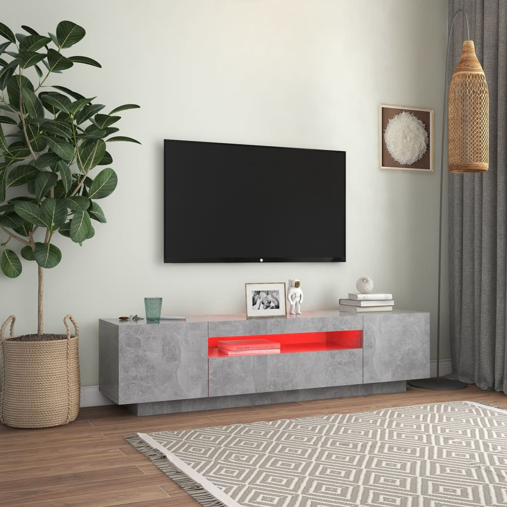 TV Cabinet with LED Lights Concrete Gray 63"X14"X16"