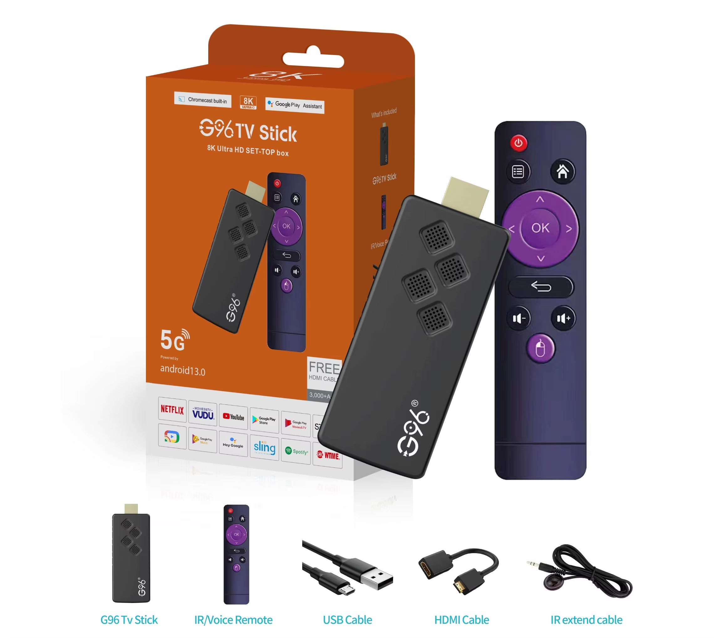 Original G96 TV Stick 8K Android13 Streaming Media 2GB 16GB Multi Language TV Dongle Allwinner H313 VS Amazon Fire Stick