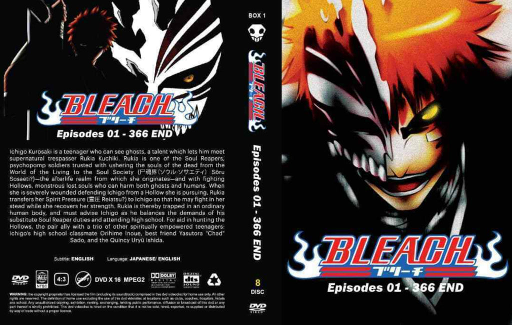 DVD Anime Bleach Complete Series Vol 1-366 + 4 Movies English DUBBED Box Set