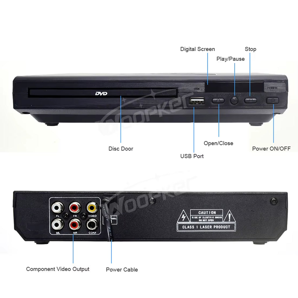 DVD Player 225 Region Free LED Display with Remote Control AV Output Support VCD CD Disc and USB Input