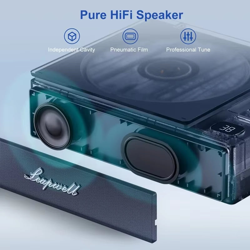BYH-201 DVD Player Wireless CD Machine Portable Retro Disc Album CD Player Built-In Speakers with with Earphone Remote Control