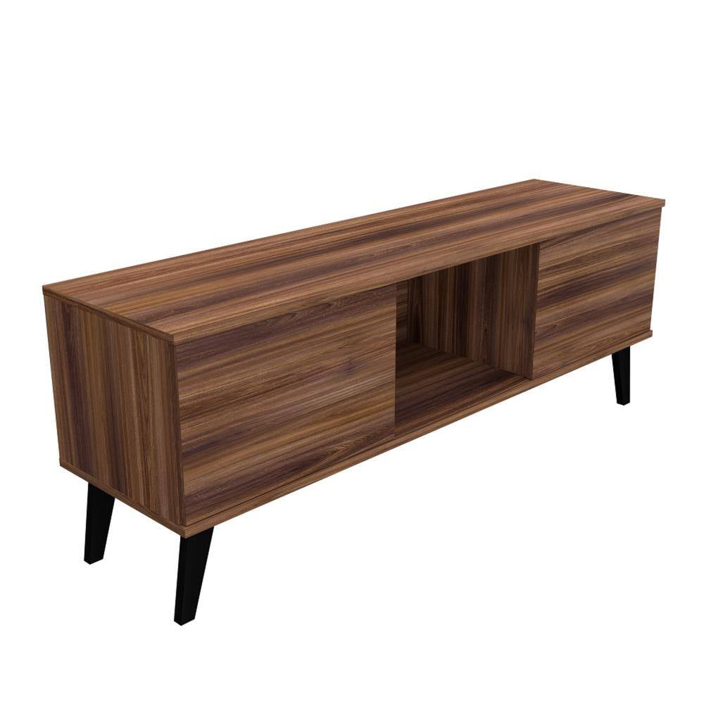 Saratoga 53.15 In. Nut Brown TV Stand Fits Tvs up to 50 In. with Storage Doors and Cable Management