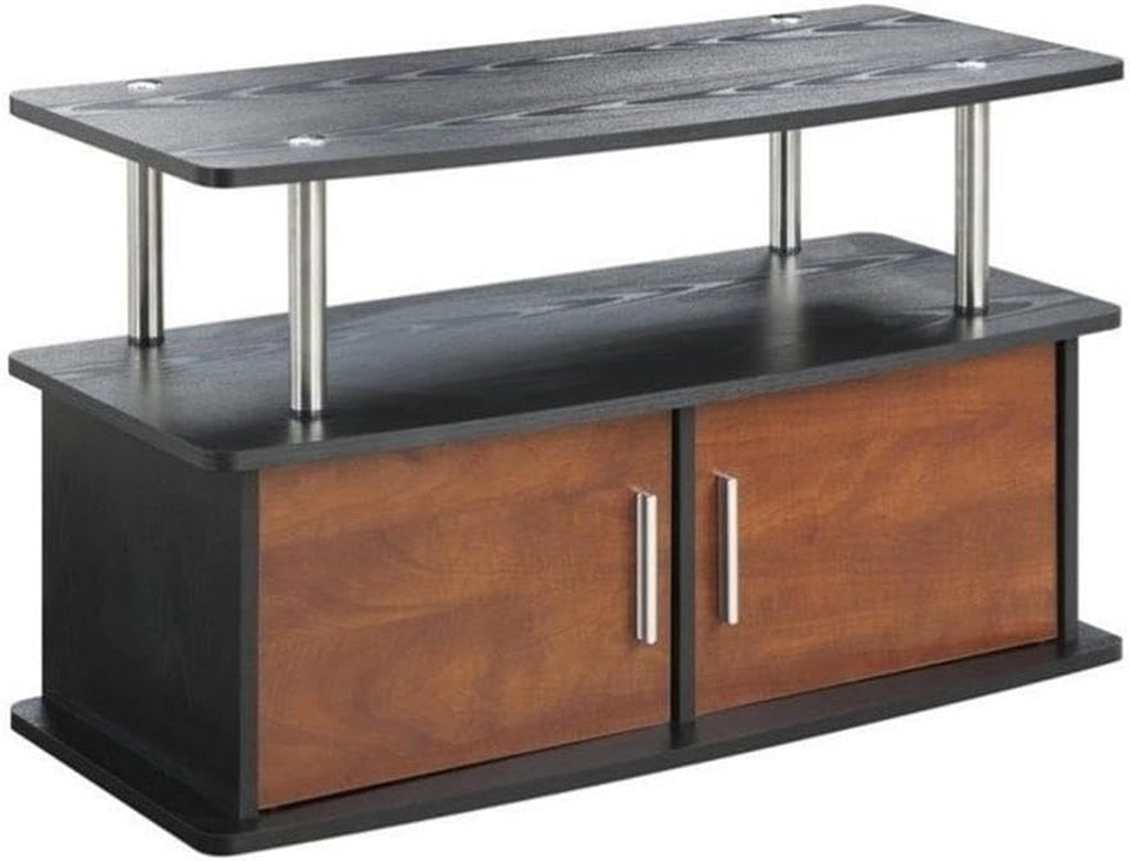 Easy Assembly 47" TV Stand Entertainment Console with 2 Storage Cabinets in Black/Cherry
