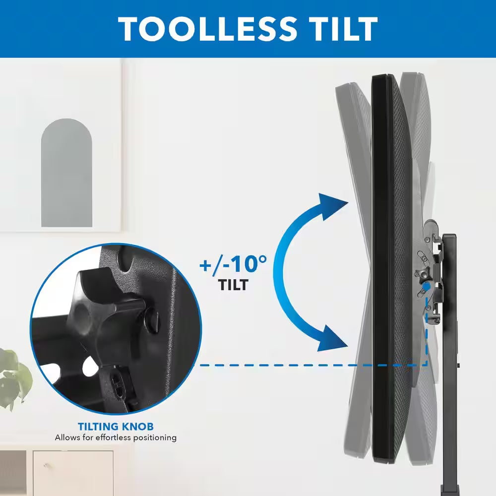 Height Adjustable TV Stand with Shelf for 23 In. and to 55 In.