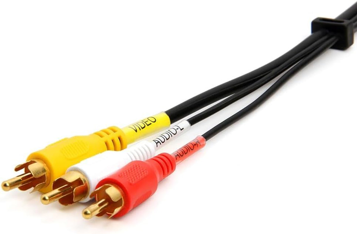 - 3 RCA Cable 6 Feet Composite Three RCA Male to Male Audio Video Cables A/V Gold Plated Triple Plug to Plug Cord for VHS/DVD Players, Tvs