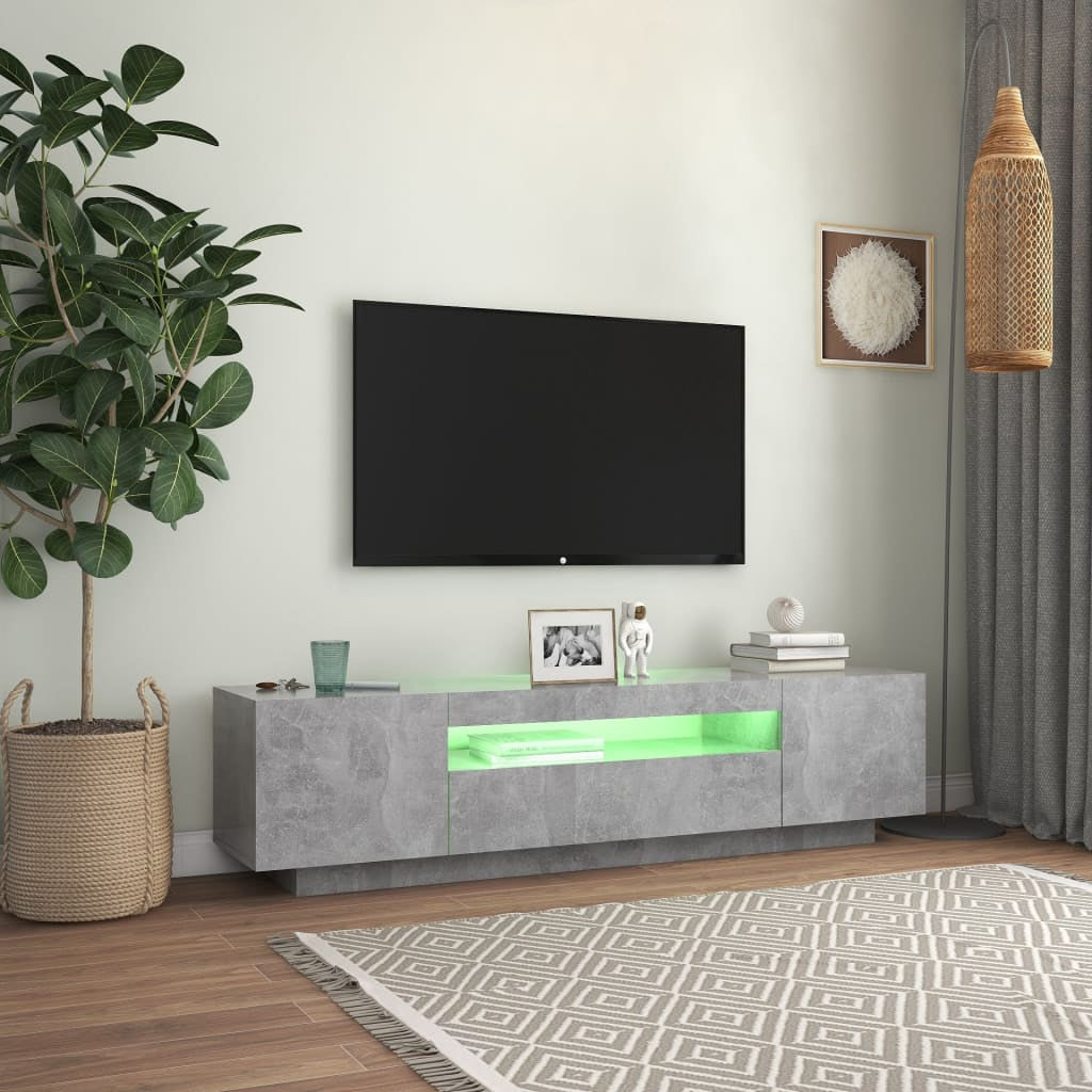 TV Cabinet with LED Lights Concrete Gray 63"X14"X16"