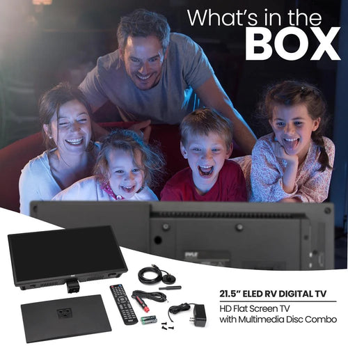 21.5 Inch 1080P LED RV Television Slim Flat Screen Monitor FHD Small TV 12/24 Volt Car Adapter